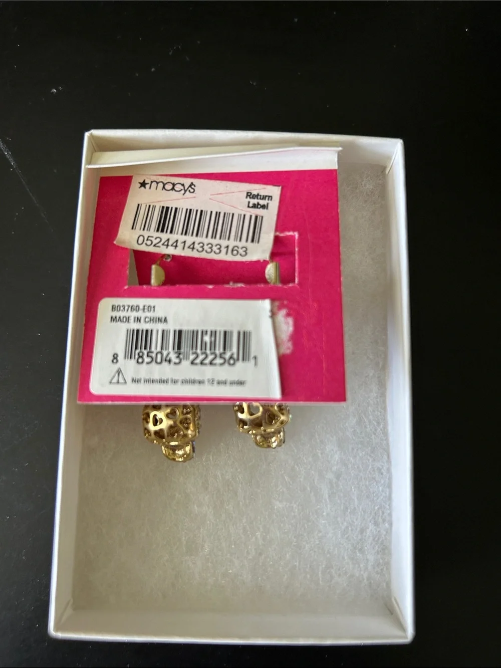 Betsey Johnson Pink Rose Crystal Skull Drop Earrings